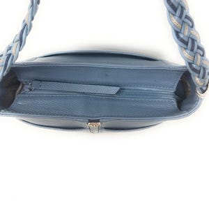 Brighton Beaumont Heaven Blue Pebble Leather Purse Shoulder Square Bucket Bag image 3