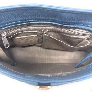Brighton Beaumont Heaven Blue Pebble Leather Purse Shoulder Square Bucket Bag image 4
