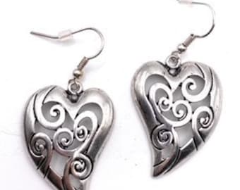 Brighton Inspired Silver Filigree Heart Post Earrings