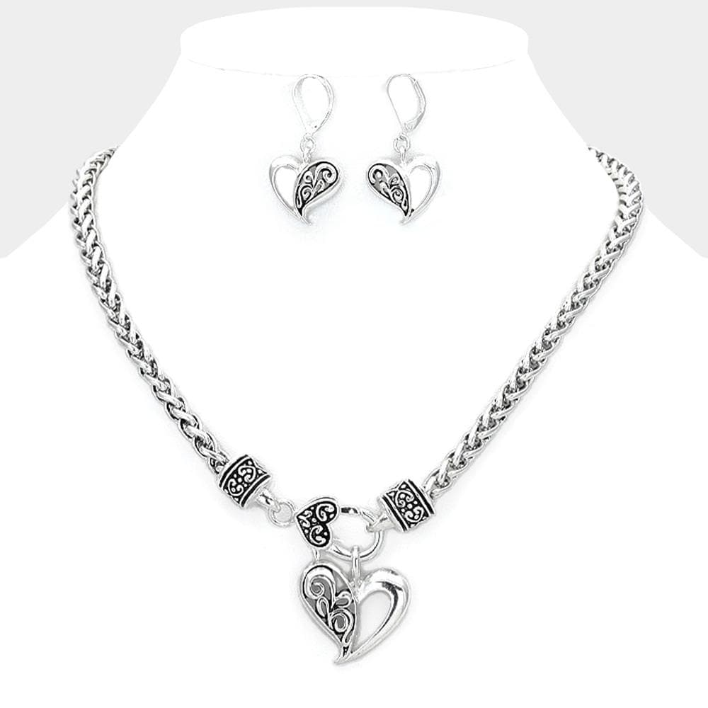 Silver Open Heart Necklace Set Brighton Inspired - Etsy