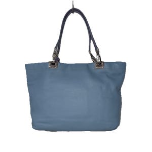 Brighton Joni Blue Leather heart stitch Reversible Handles Handbag Purse image 2