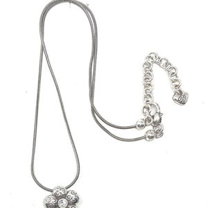 Brighton La Vie Crystal Center Etched Flower Silver Pendant Necklace image 2