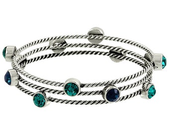 Cable Rope Montana Blue  Brighton Inspired Three Bangle Bracelet