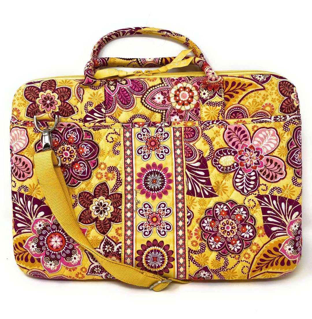 Vera Bradley Hard Computer Case Travel Laptop Bag Bali Gold Paisley 12