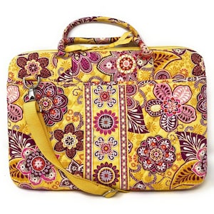 Vera Bradley Hard Computer Case Travel Laptop Bag Bali Gold Paisley 12 x 17