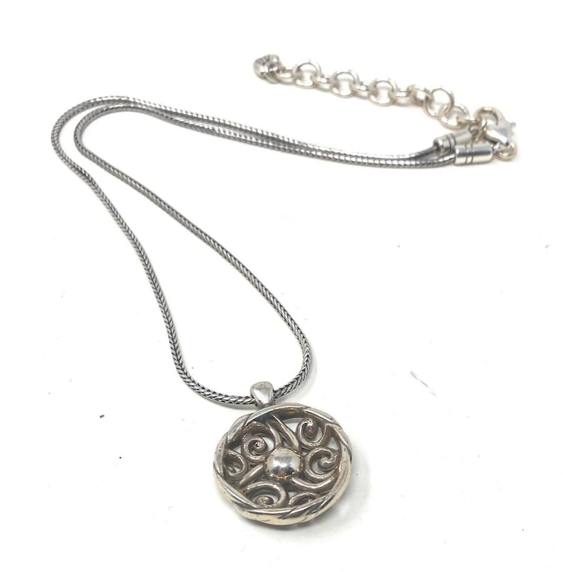 BRIGHTON Avery Silver Scroll Design Swarovski Crystal Center Necklace image 3