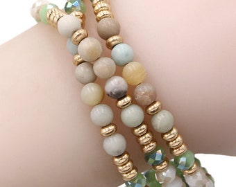Gold Grün PEARL 3-Linie Pull Tie ARMBAND Brighton Inspiriert