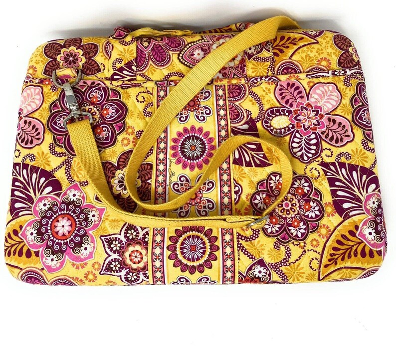 Vera Bradley Hard Computer Case Travel Laptop Bag Bali Gold Paisley 12