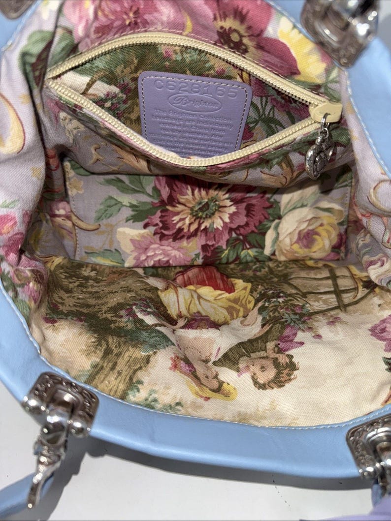 Brighton Joni Blue Leather heart stitch Reversible Handles Handbag Purse image 7