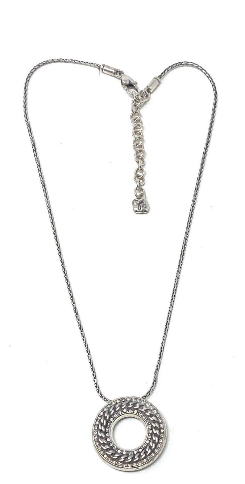 Brighton CHAIN REACTION Halsband med silverfärgat cirkelkristallhänge och vändbart hänge bild 4