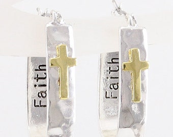 Brighton Inspired Dangling  Post Cross Faith Earrings