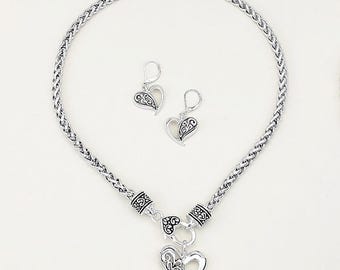 Silver Open Heart Necklace Set Brighton Inspired - Etsy