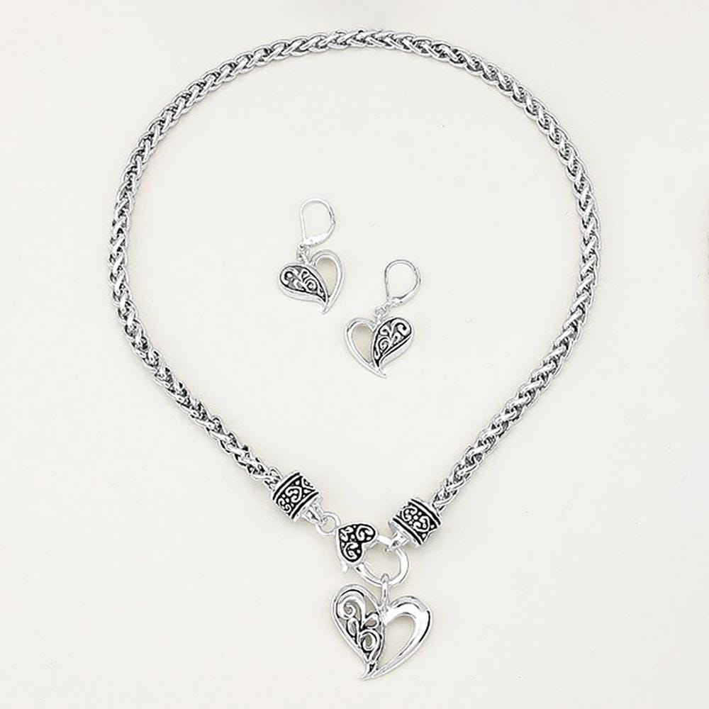 Silver Open Heart Necklace Set Brighton Inspired - Etsy