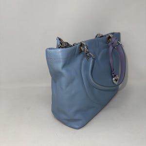 Brighton Joni Blue Leather heart stitch Reversible Handles Handbag Purse image 4