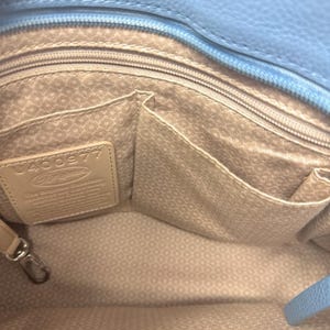 Brighton Beaumont Heaven Blue Pebble Leather Purse Shoulder Square Bucket Bag image 5