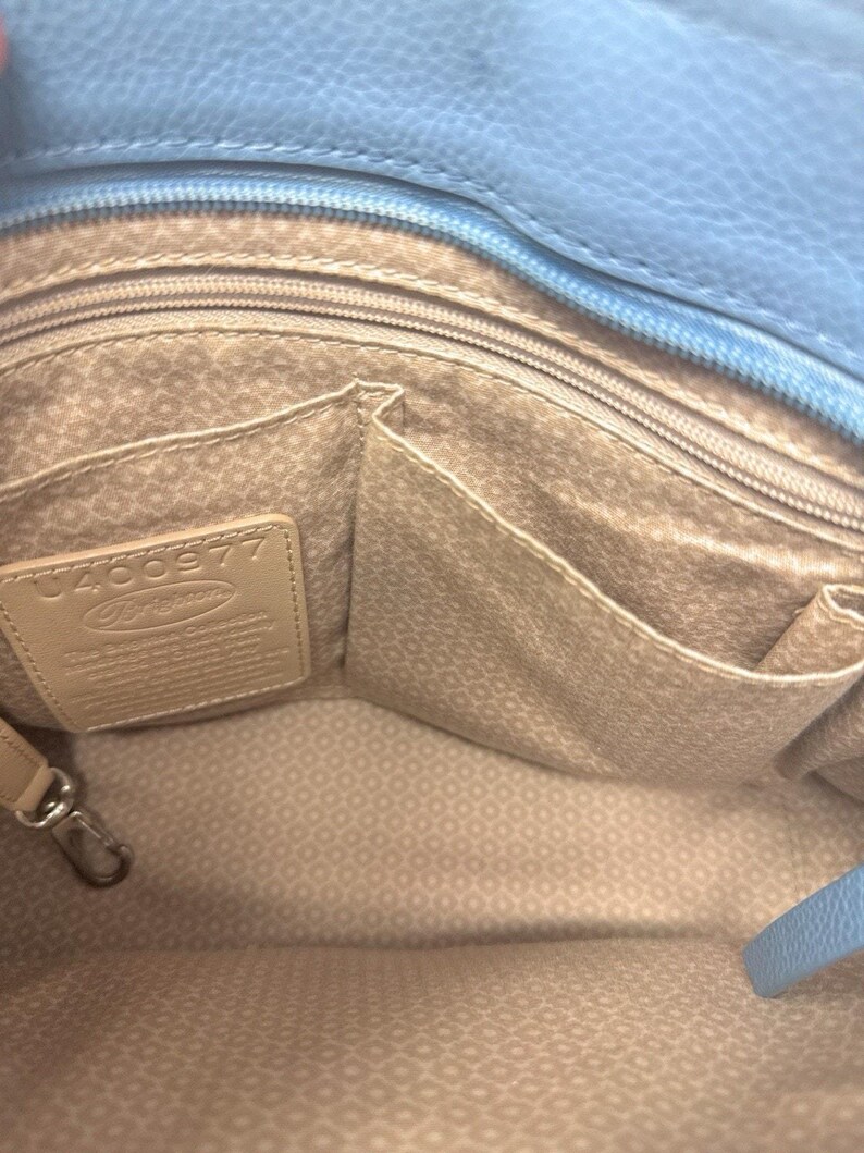 Brighton Beaumont Heaven Blue Pebble Leather Purse Shoulder Square Bucket Bag image 5