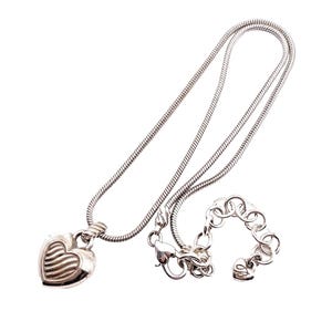 BRIGHTON SACRED HEART Puffy Pave Crystal Silver 3/4 Heart Necklace reversible image 3