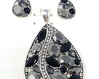 Brighton Inspired Silver Teardrop Crystal Pendant Set for Necklace