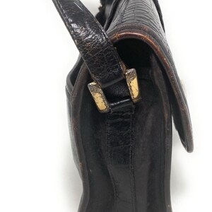 Vintage Brighton Black Croc Embossed Leather Silver Belt Buckle Shoulder Bag image 3