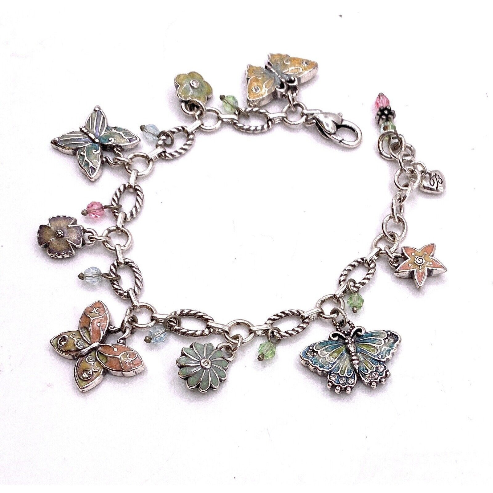 Brighton Silver Floral Butterfly Link Bracelet Brighton Bracelet Link Silver Color Over 7 main image 4