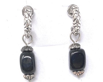 Brighton Black Onyx  Hoop  post  Earrings