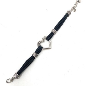 Brighton Silver Heritage Heart Black Cord Bracelet image 3