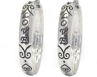 Brighton Inspired Heart Love etched Hoop Earrings