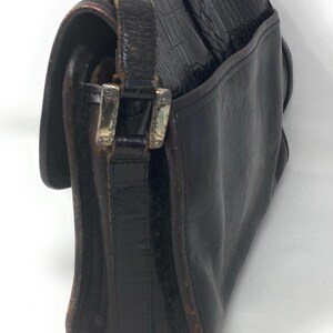 Vintage Brighton Black Croc Embossed Leather Silver Belt Buckle Shoulder Bag image 2