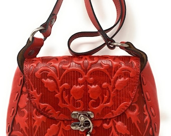 Patricia Nash Micaela Tooled Vine Lava Red Whipstitch  display picture 1