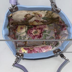 Brighton Joni Blue Leather heart stitch Reversible Handles Handbag Purse image 6