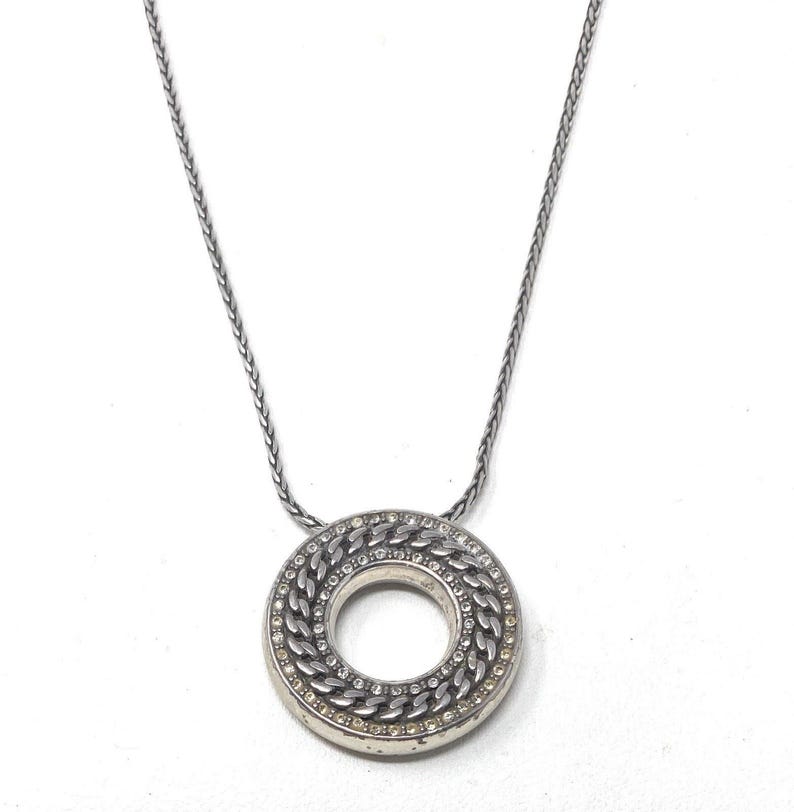 Brighton CHAIN REACTION Halsband med silverfärgat cirkelkristallhänge och vändbart hänge bild 3