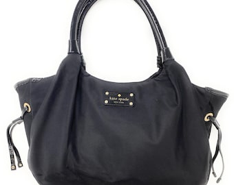KATE SPADE New York Large Bag Black Stevie Drawstring Bag All Weather Tote