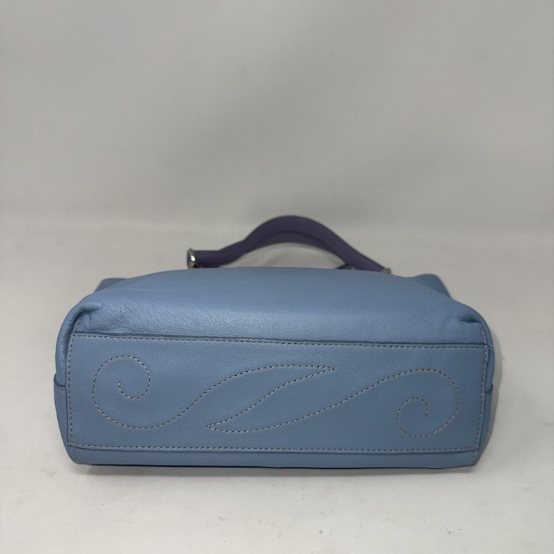 Brighton Joni Blue Leather heart stitch Reversible Handles Handbag Purse image 5