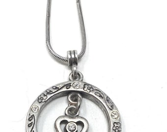 Brighton Heart Center Pendant Reversible Gold Silver Crystal Necklace