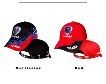 Scania Black Red Baseball Cap Embroidered Truck Logo Hat Mens Womens Gift Father