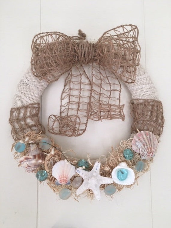 By the Beach Near the Sea Beach Rope for Front Door Decorations Coastal Nautical Wreath with Starfish; Seashells
