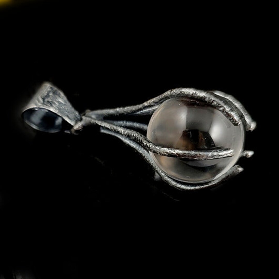 Pendentif En Argent 925 Avec Cristal Et Oxyde - Occasion Comme Neuf - Design Incurvé Et Facetté