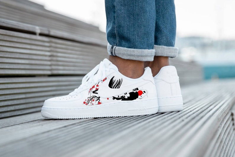 Custom air force one avec cerisier Japonais et Carpe Koï peinture personnalisée image 3