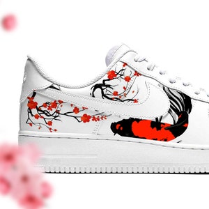 Custom air force one avec cerisier Japonais et Carpe Koï peinture personnalisée image 2