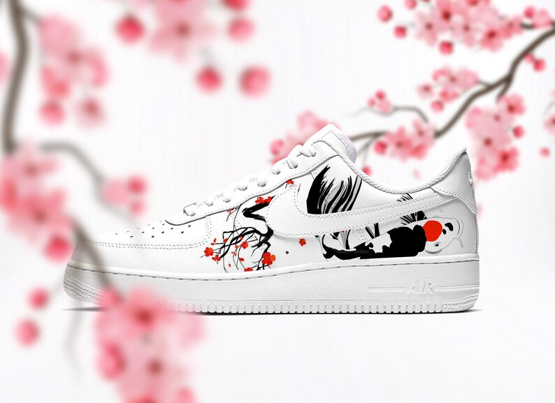 Custom air force one avec cerisier Japonais et Carpe Koï peinture personnalisée image 1