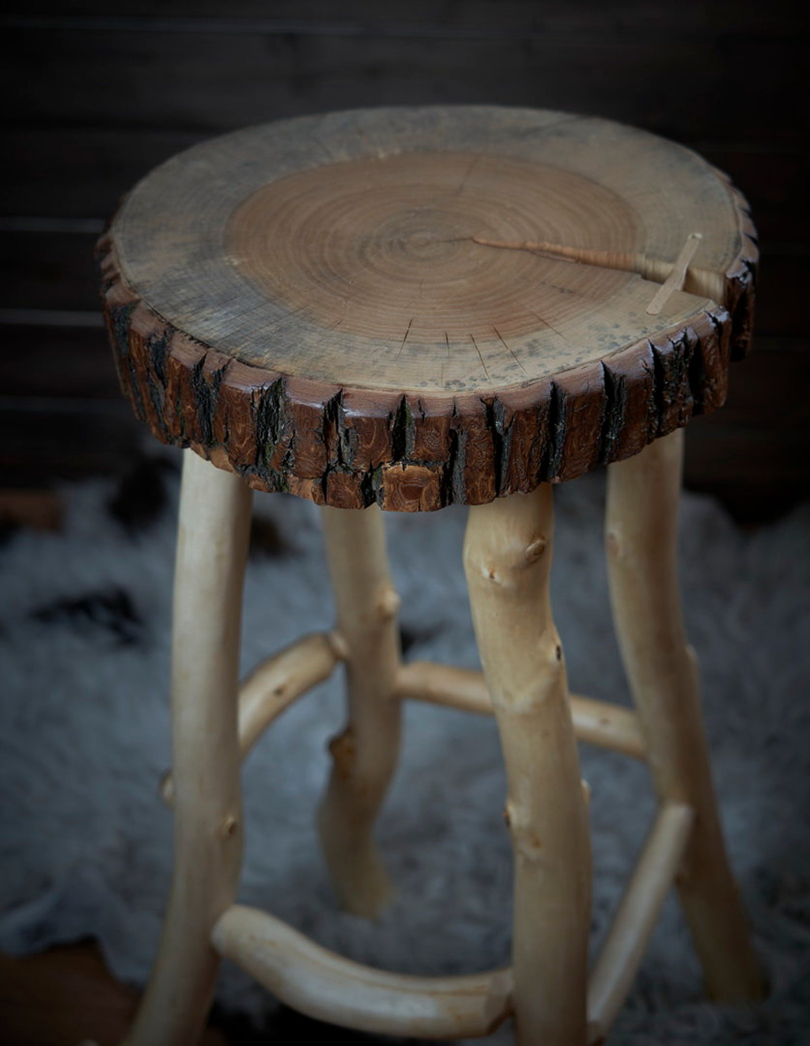 Wooden Bar Stool with live Edge from Willow and Birch Rustic Etsy