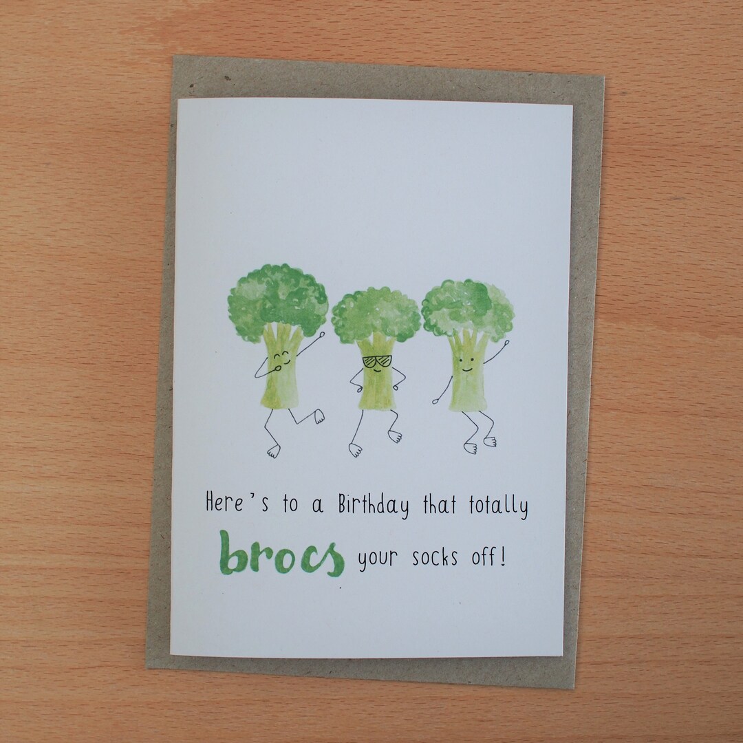 Broccoli Birthday Greeting Card Etsy