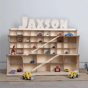 Garaje de coches de juguete de madera, juguetes para niños, niños pequeños, almacenamiento de coches de juguete, rampa de coche de garaje de estacionamiento de juguetes, juguete de niño de 1 2 3 4 años, regalo de cumpleaños
