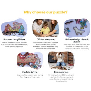 Op de afbeelding: Een houten puzzel met een kleurrijke illustratie van een stadssc&egrave;ne. De puzzel is verpakt in een houten doos en wordt geleverd met verschillende stukjes. De puzzel is gemaakt van milieuvriendelijke materialen en is perfect voor gezinnen en individuen van alle leeftijden.