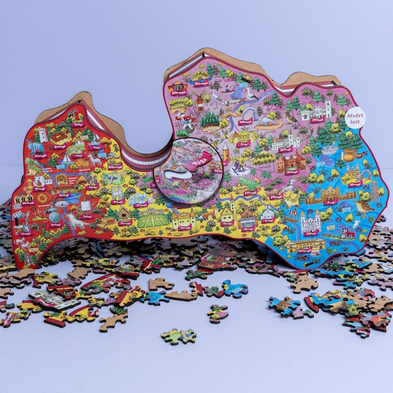 Wooden jigsaw puzzle - Map of Latvia Educational for adults child & kids Christmas or Moving away gift