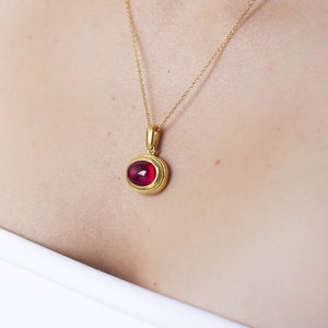 Red crystal pendant Gold plated jewelry Ancient greek necklace Gemstone pendant Womens stone necklace Handmade pendant Anniversary gift image 1