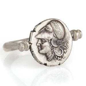 Goddess coin ring Athena ring Pegasus ring Spinner ring Flip ring Ancient greek ring Antique jewelry Mens jewelry Rings for men Replica coin