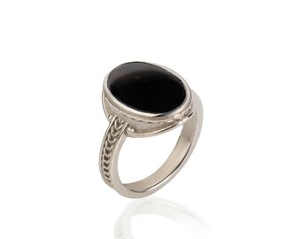 Sterling Silver Onyx Signet Ring: Ancient Greek Style Mens Jewelry
