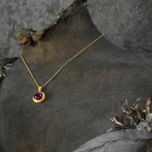 Red crystal pendant Gold plated jewelry Ancient greek necklace Gemstone pendant Womens stone necklace Handmade pendant Anniversary gift image 10