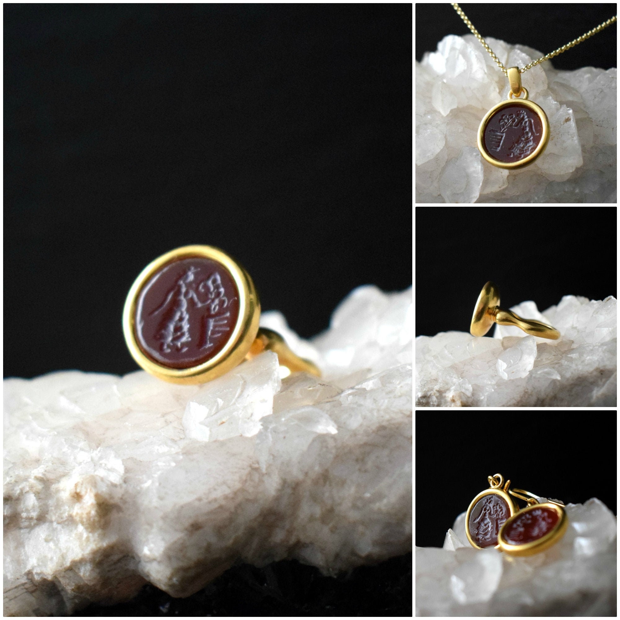 Carnelian Necklace Intaglio Jewelry 